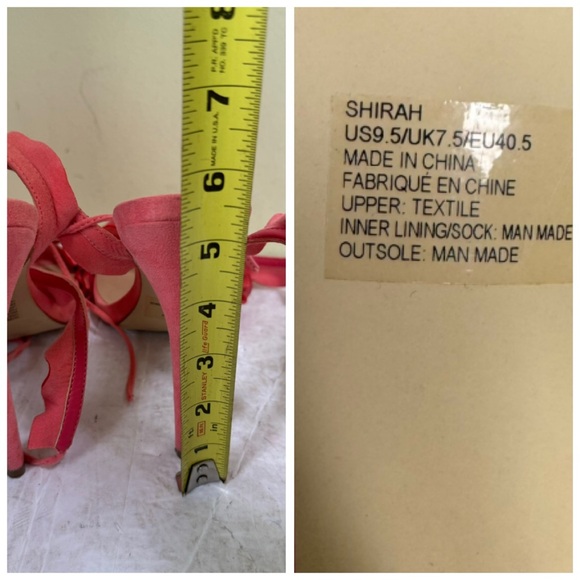 ShoeDazzle Shirah Ruffle Lace Up Heels Coral Pink Sandals Strap Adjustable Shoes - Picture 11 of 16